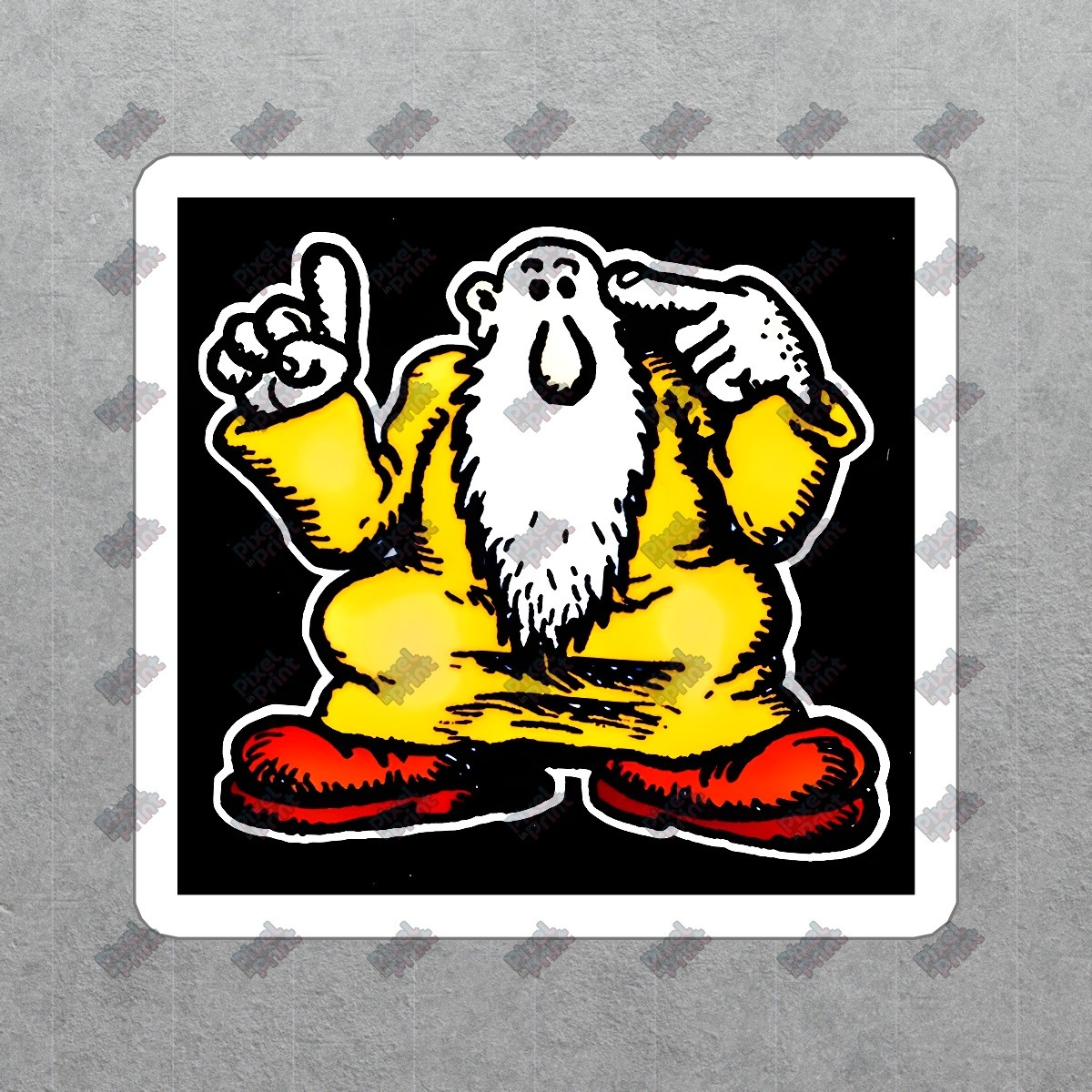 Vintage Cartoon Character Vinyl Sticker Fun Yellow Decal for Laptops, #207390