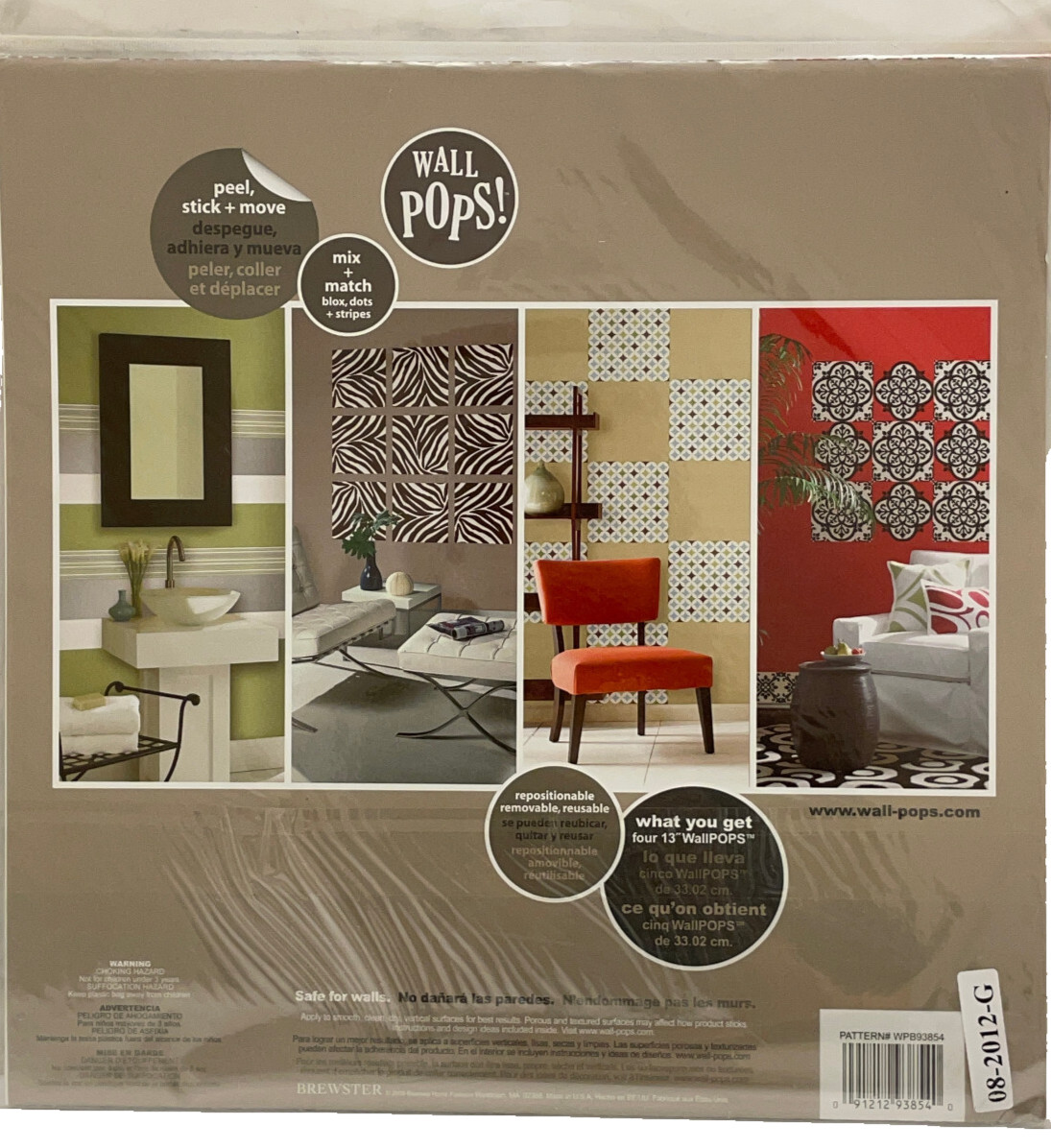 Wall Pops! 4 blox "tangier" self-stick removeable decals