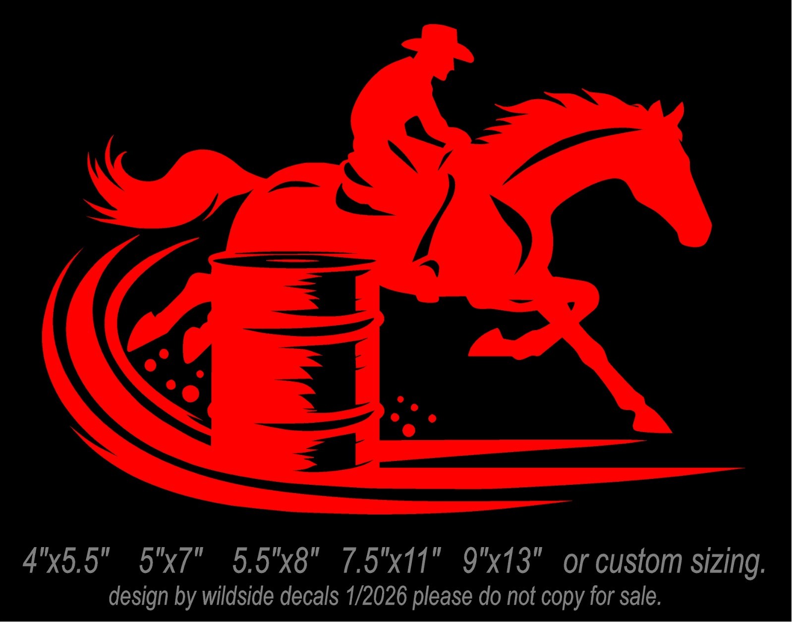 Male Barrel Racer Vinyl Decal car window horse trailer sticker