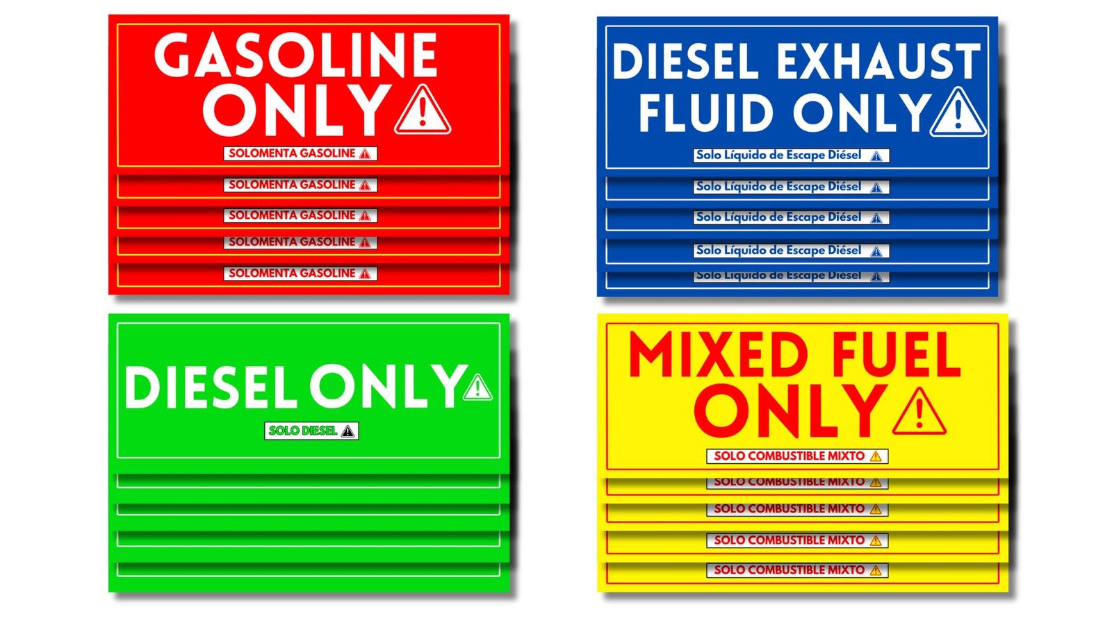 Vinyl Fuel Tank Labels, 20 Pack, 5"x2", Weatherproof, UV Resistant Stickers