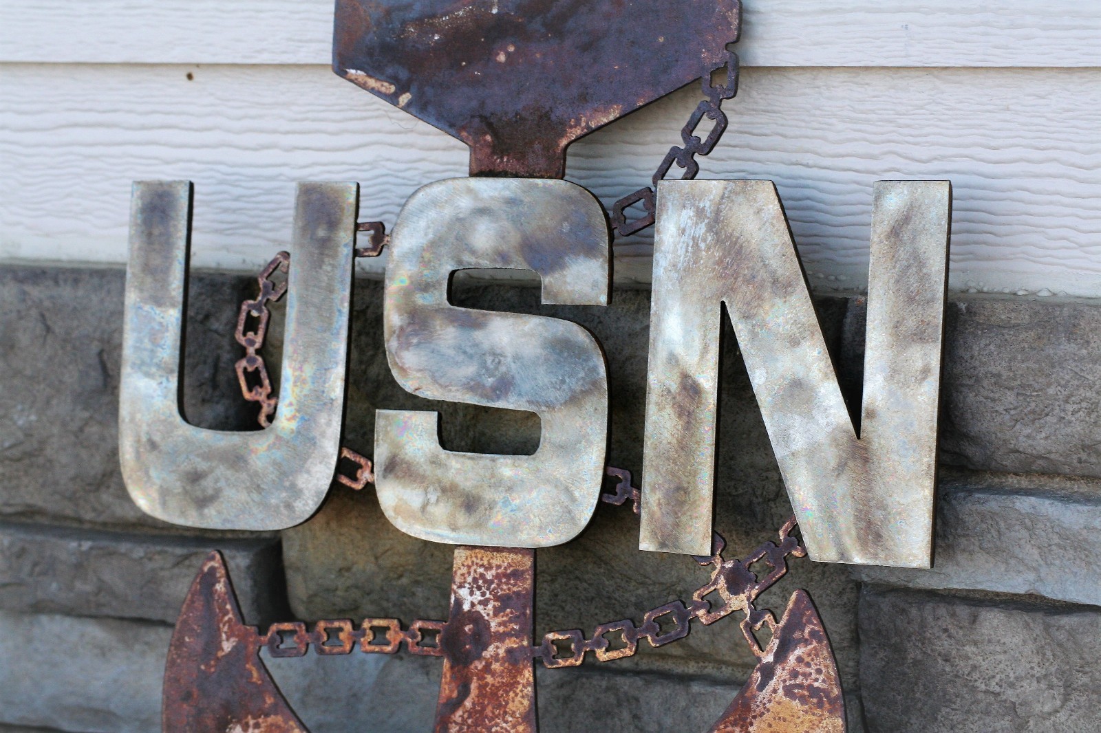 US Navy Chief Anchor Rustic Steel Wall Decor — 19" tall