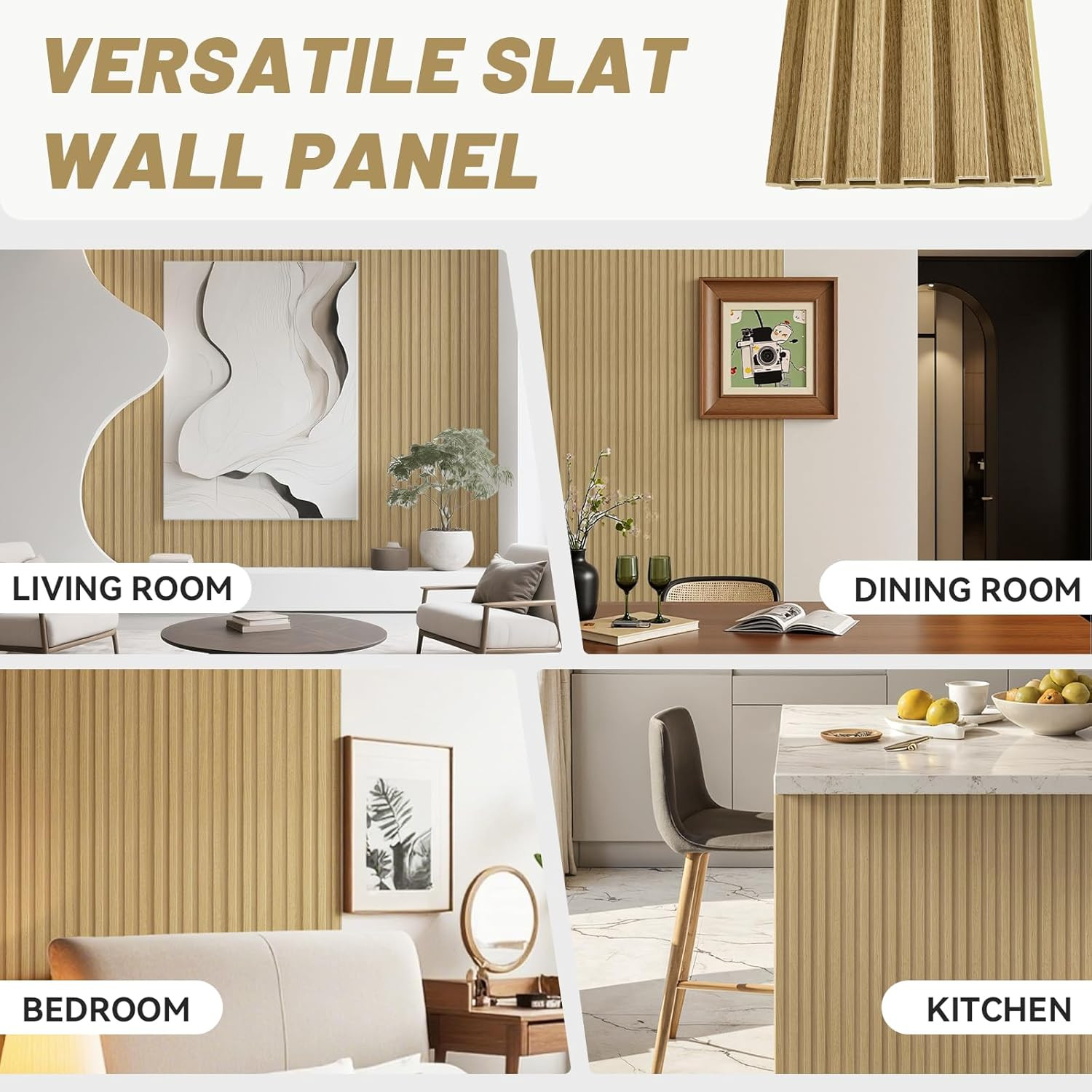 8-Pack Oak 3D WPC Wood Wall Panels for Stylish Living Room Decor – 96×6 in
