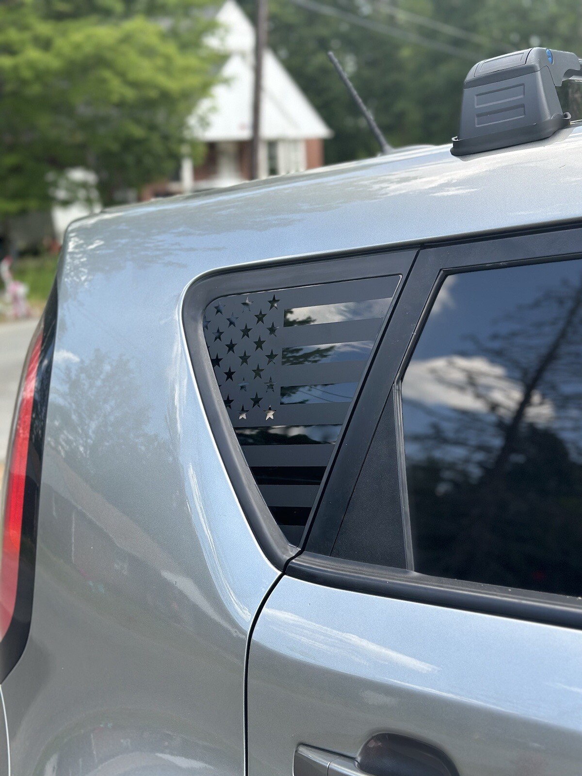 Pair of American flag quarter panel window decals Fit any 2014-2019 Kia Soul