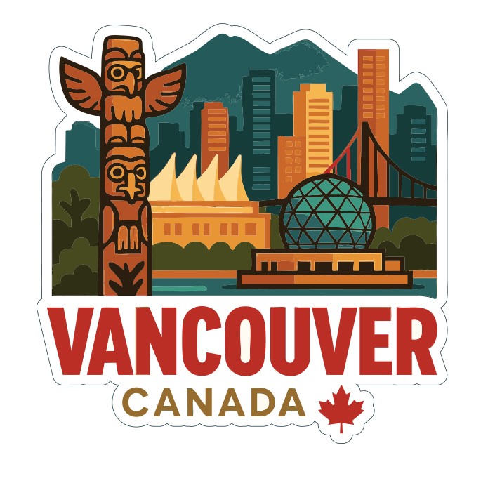 Vancouver Canada Sticker Decal Vinyl Die-Cut City Skyline Landmark Design