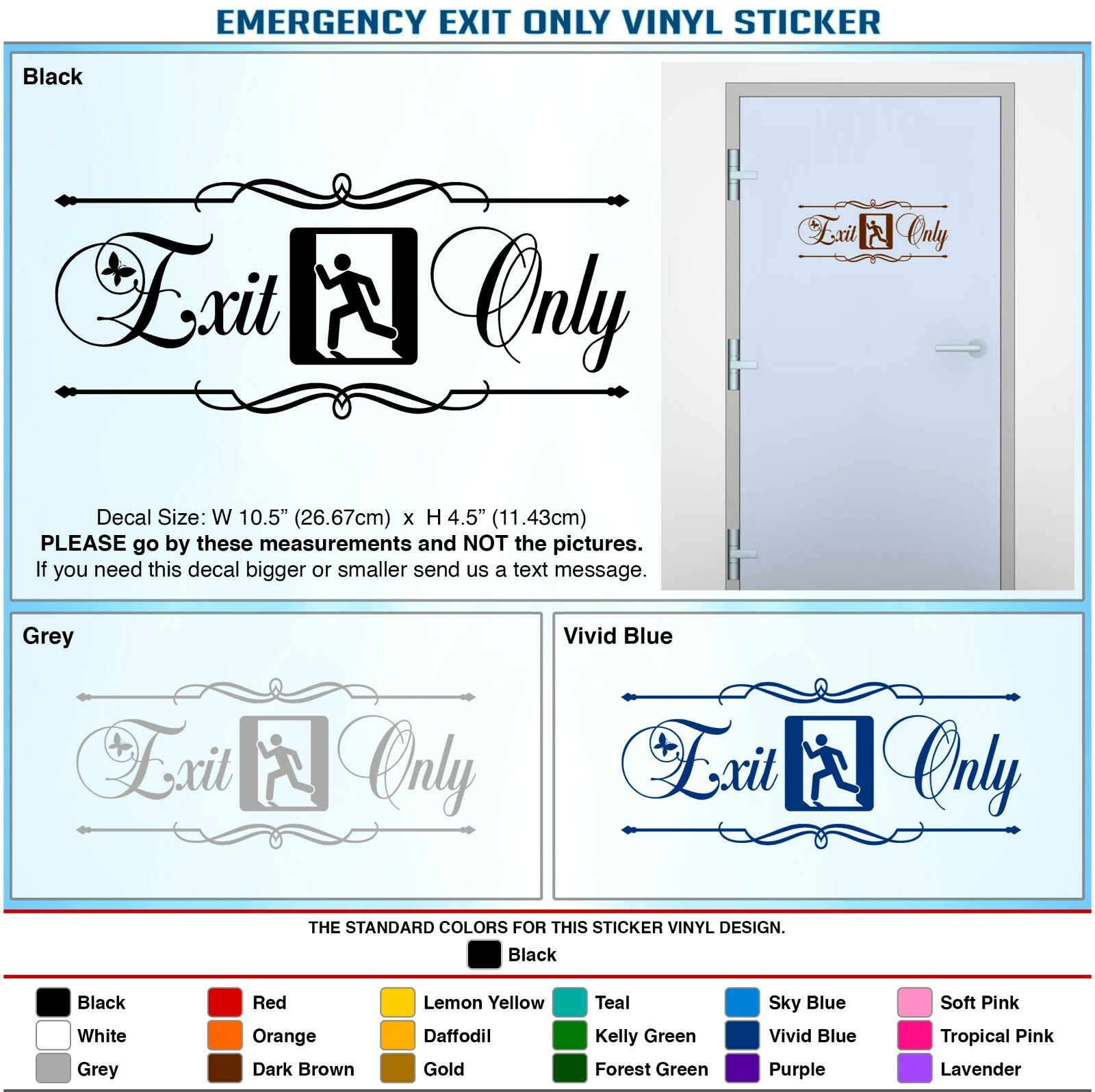 Exit Only Alarm Door Sign Business Store Entrance Art Sticker Vinyl Decal 169