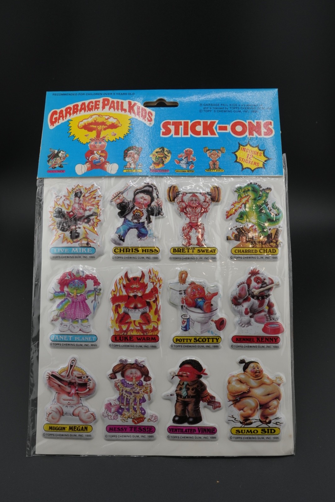 Vintage Garbage Pail Kids Stick On Name Tags Sticker Set Art GPK 1986 Set of 11