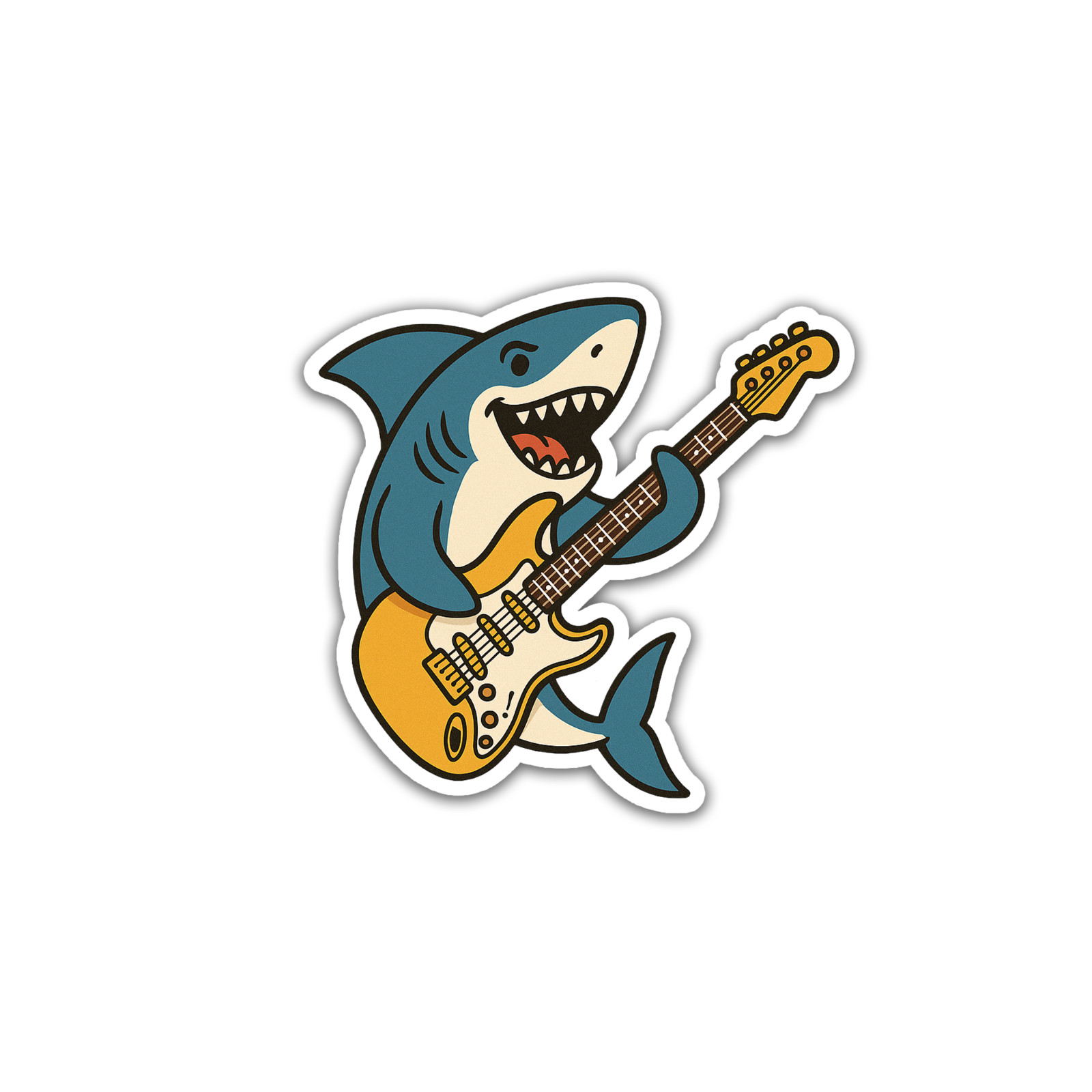 Guitar Shark Sticker 3.5 inch Vinyl Decal
