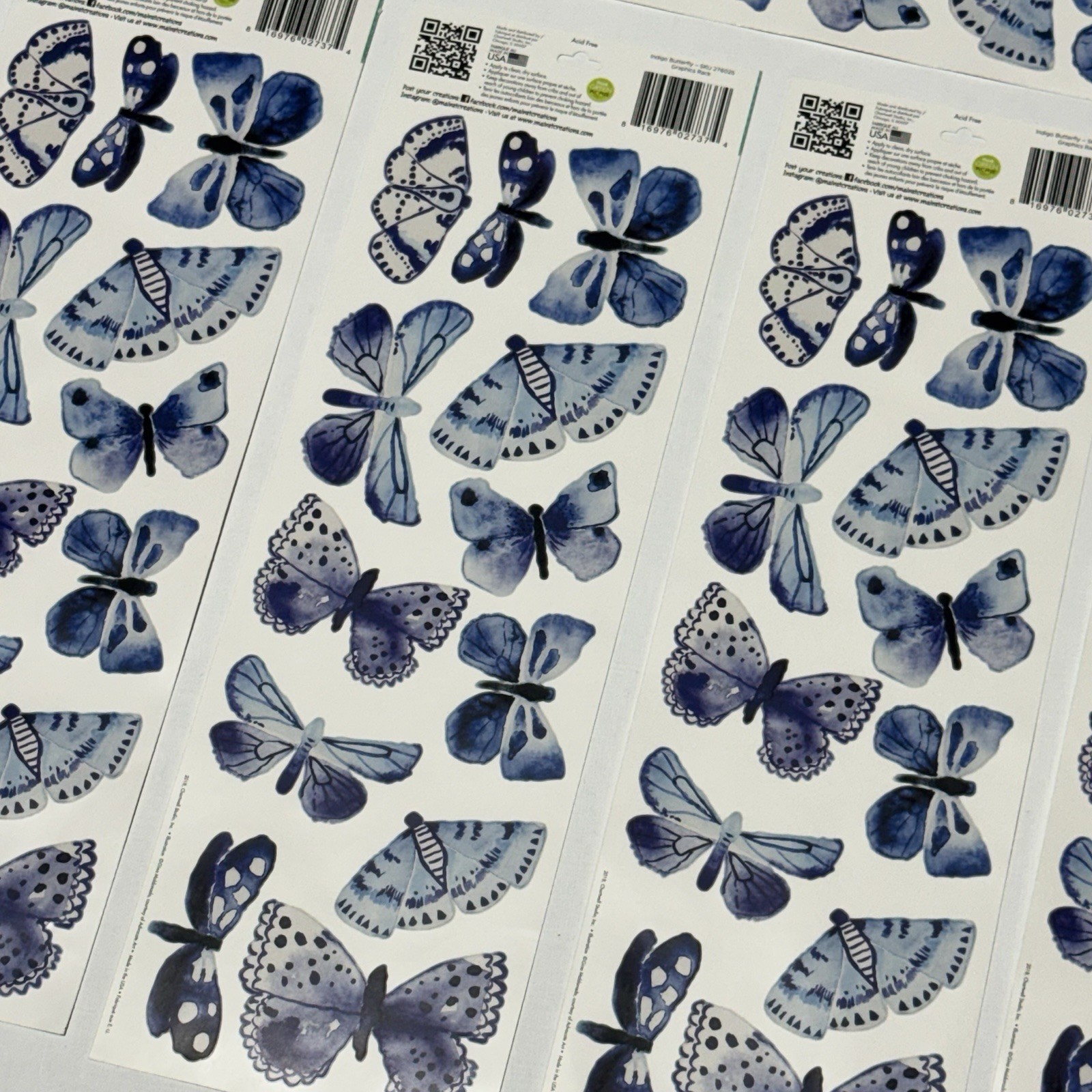 Main Street Wall Creations Butterfly Wall Art Stickers Peel & Stick Lot of 5