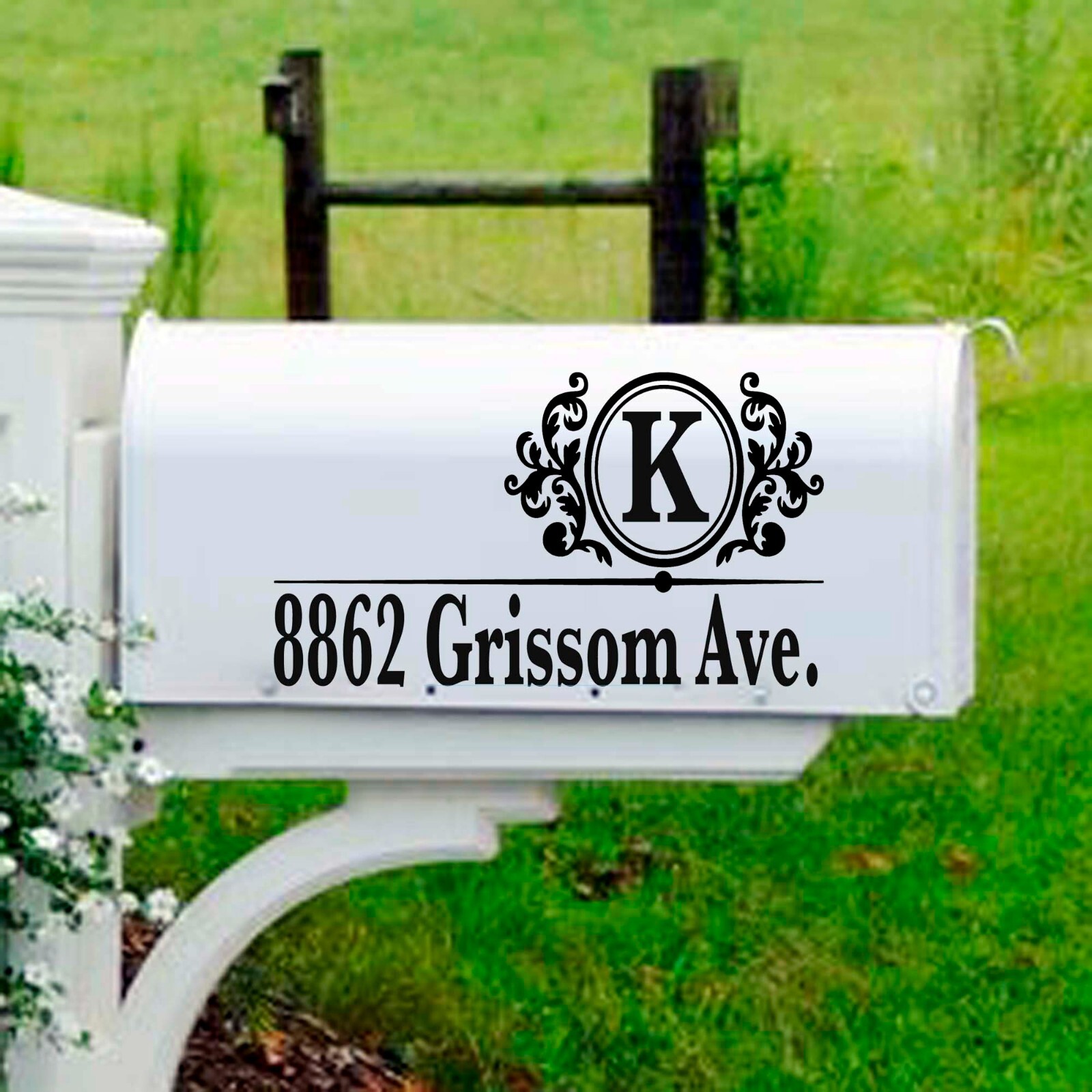 Mailbox Decal SET OF 3 Monogram Street Address permanent vinyl all colors