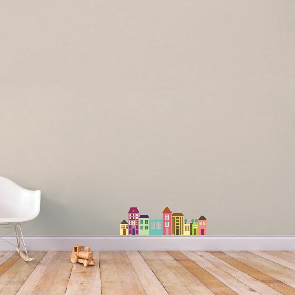 Little City Color Printed Wall Decal – Kids, Nursery, Playroom, Classroom, Town