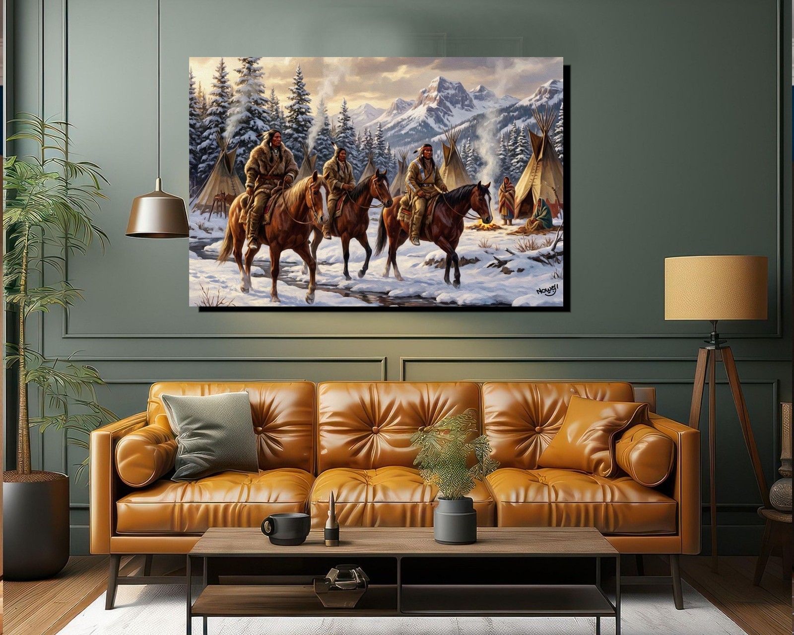 Native American Indians A Winters Hunting Party Gallery Canvas Wrap SN/LE