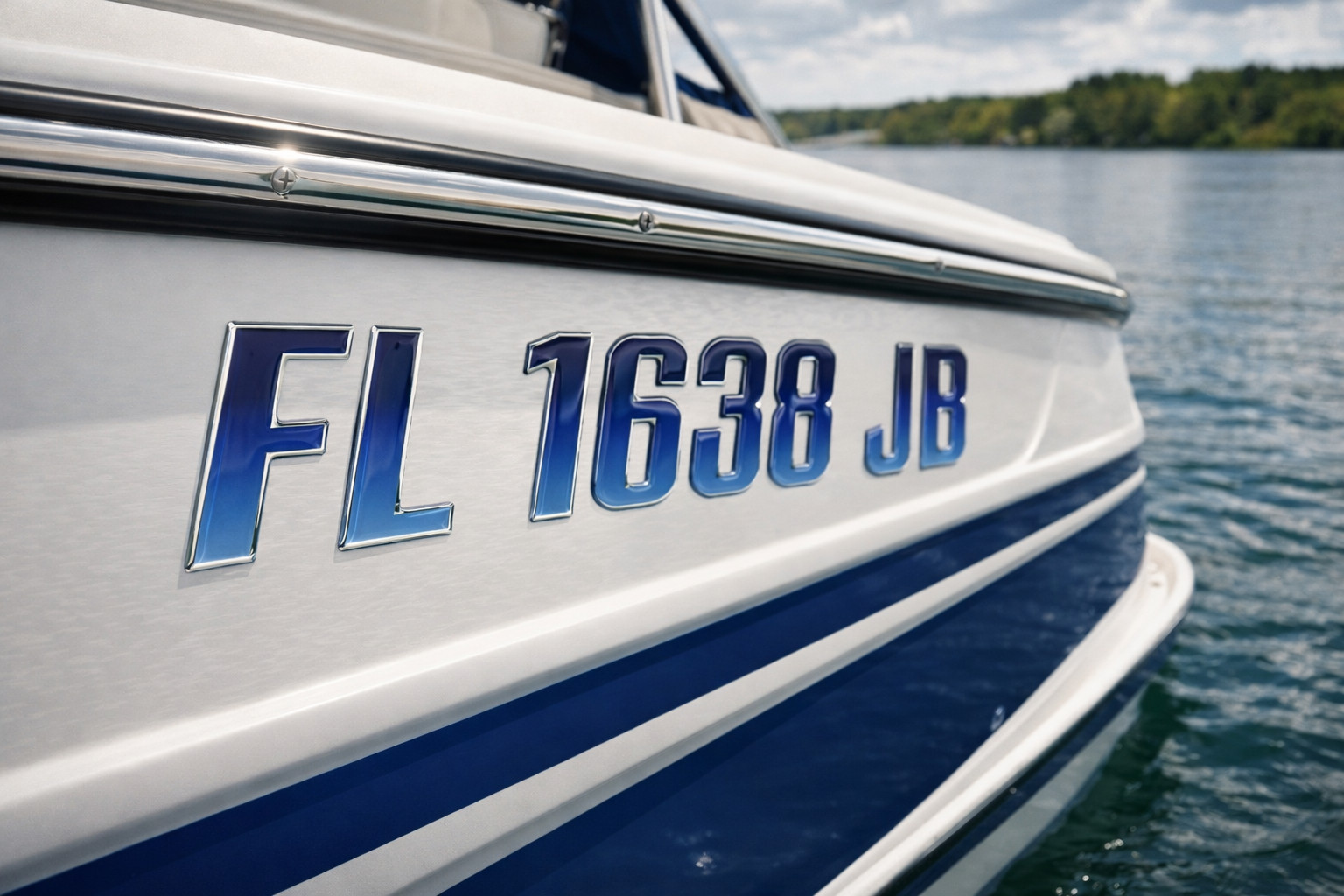 BLUE RAISED BOAT REGISTRATION NUMBERS • 3D DOMED DECALS • BOAT & JET SKI • WATER