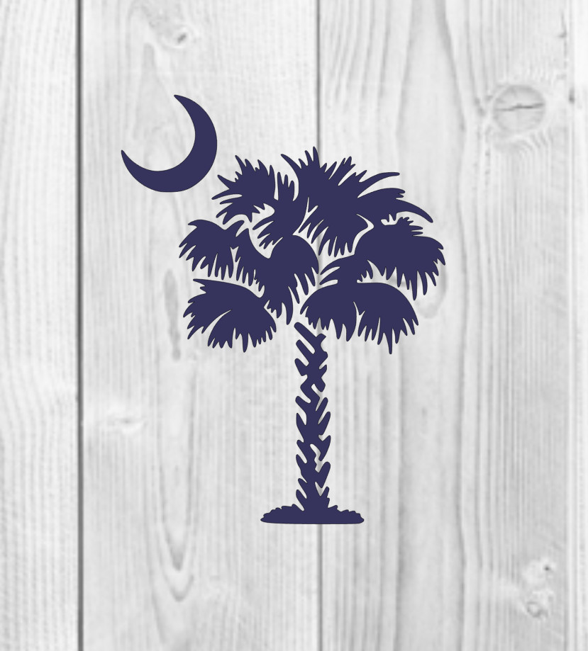 *SALE* Palmetto Tree & Moon – SC – Beach – Palm – South Carolina – Vinyl Decal