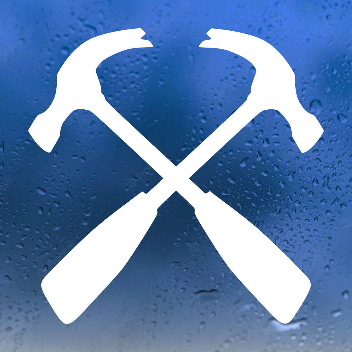 Crossed Hammers Vinyl Decal – Claw Carpentry Construction – Die Cut Sticker