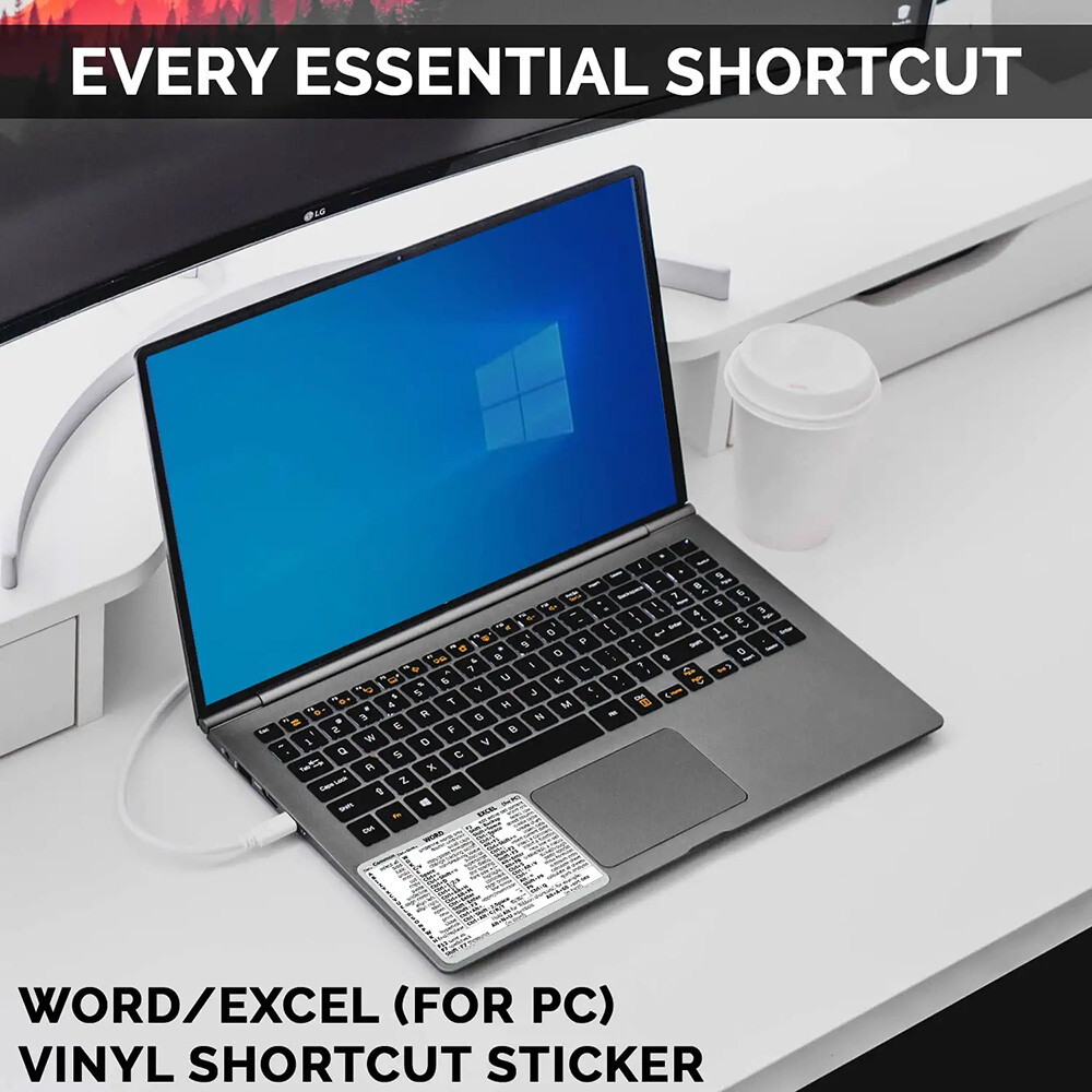 Windows PC Laptop Microsoft Word Excel Reference Guide Keyboard Shortcut Sticker