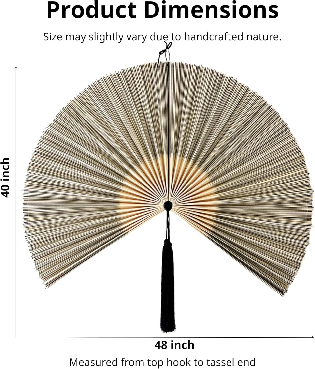 Fan Wall Decor Giant Fan Bamboo Wall Art for Boho Hanging Headboard 48×48