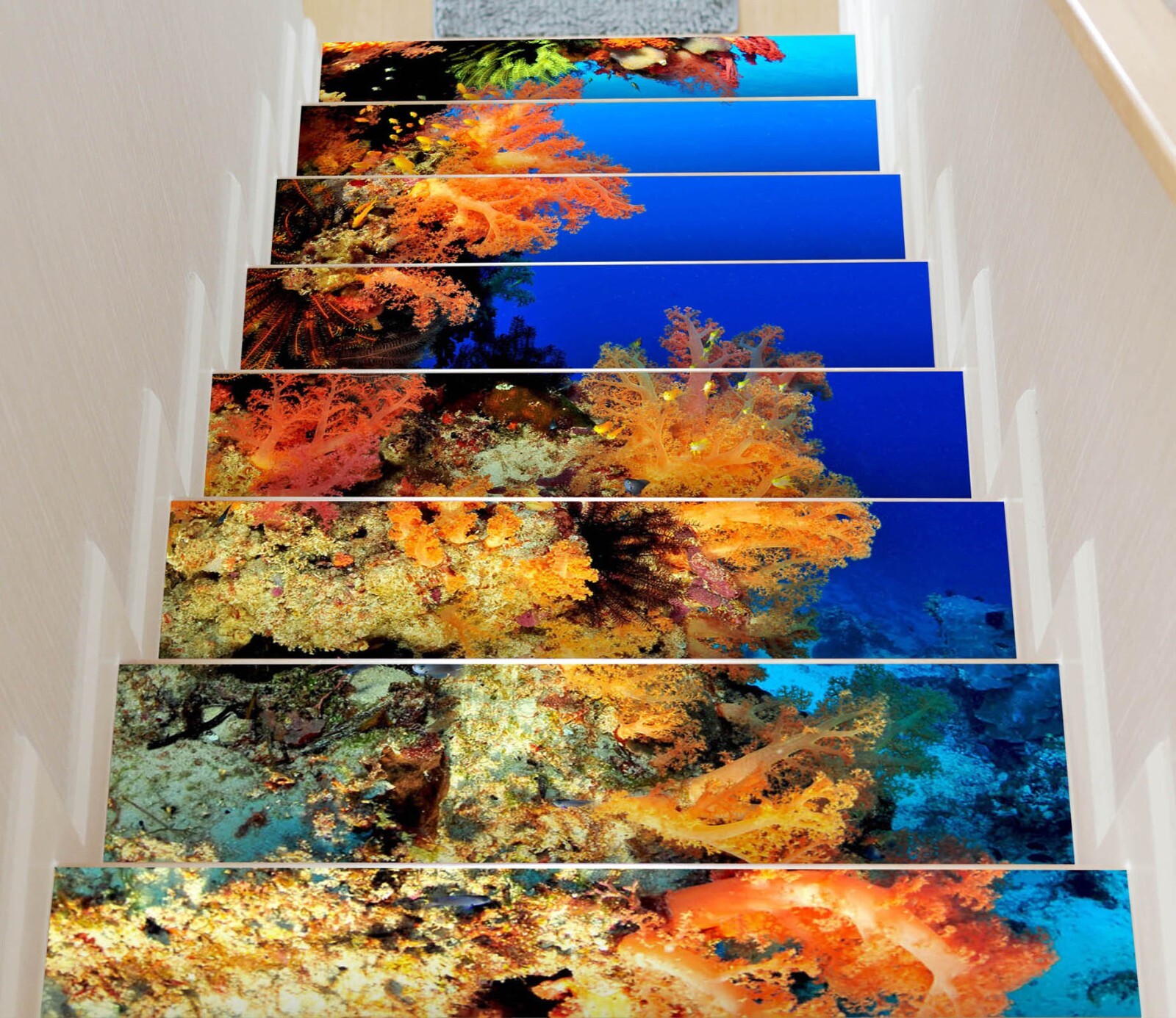 3D Elegant Corals W138 Stairs Risers Decoration Photo Mural Vinyl Wallpaper Vera