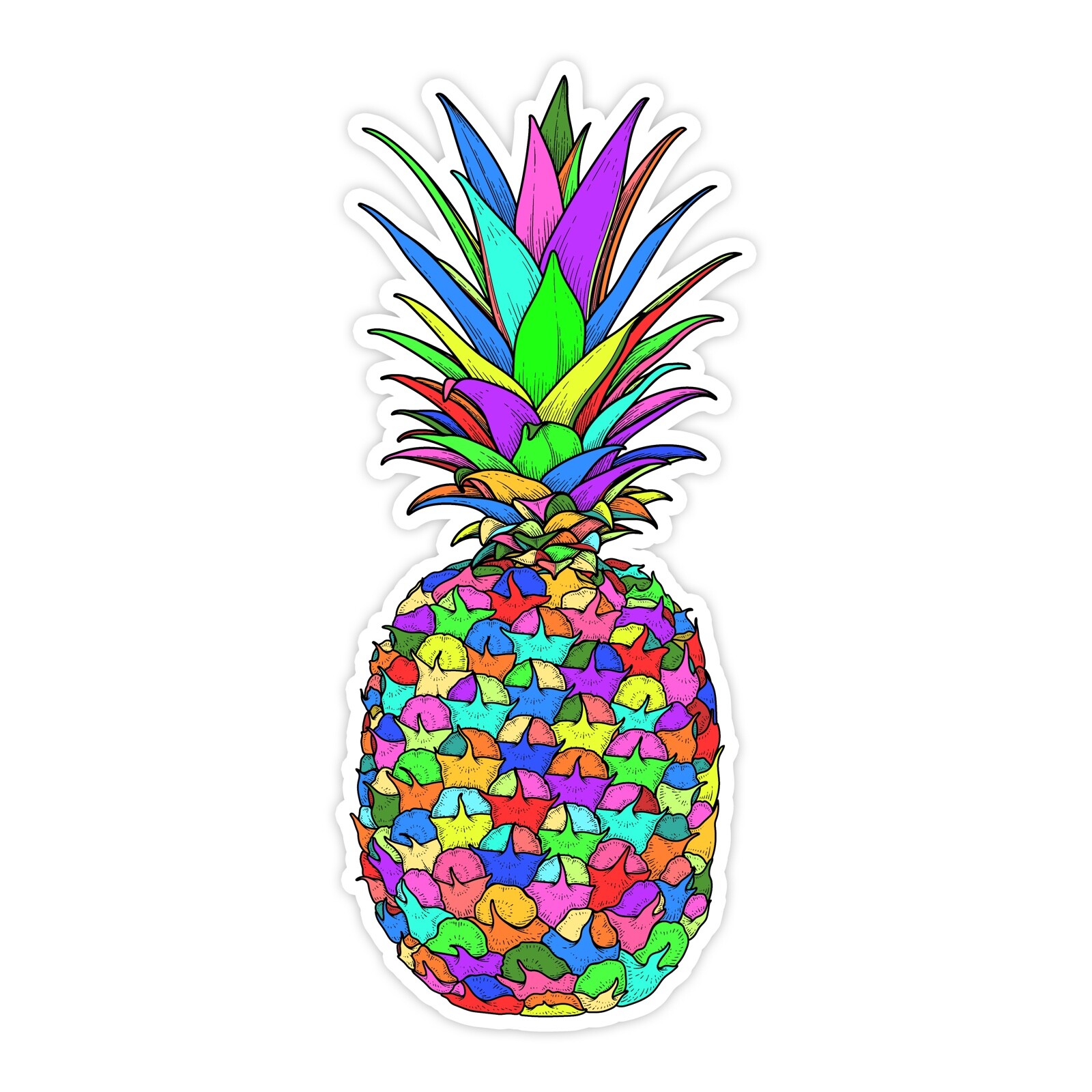 Colorful Rainbow Pineapple Vinyl Sticker Tie Dye Aloha fruit Truck Car Decal