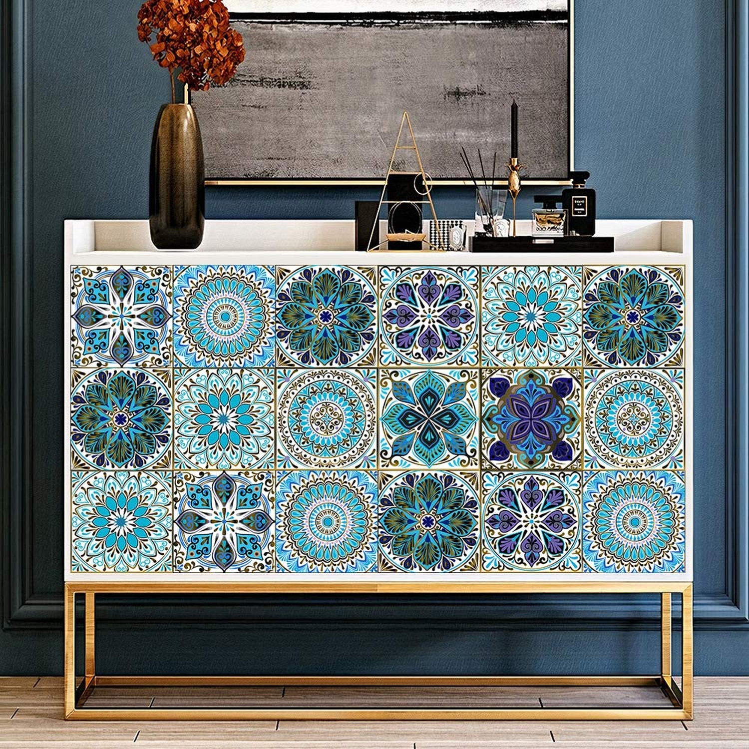 12 Pcs 6 inch Tile Stickers, Peel and Stick Self Adhesive Removable Moroccan …