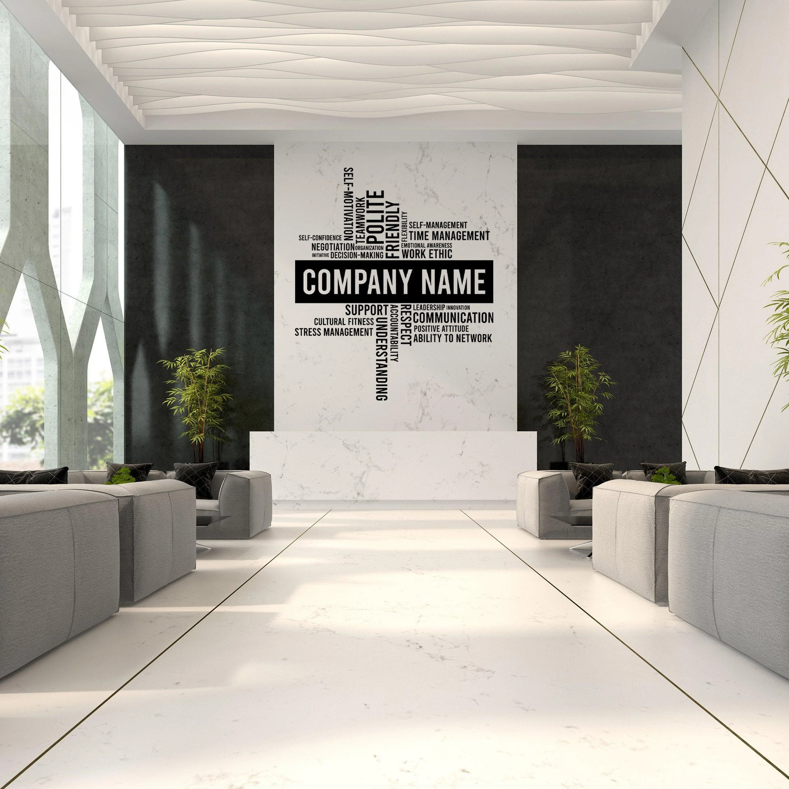 Custom Business Name Vinyl Wall Sticker – Customized Office Letter Sign Decor –