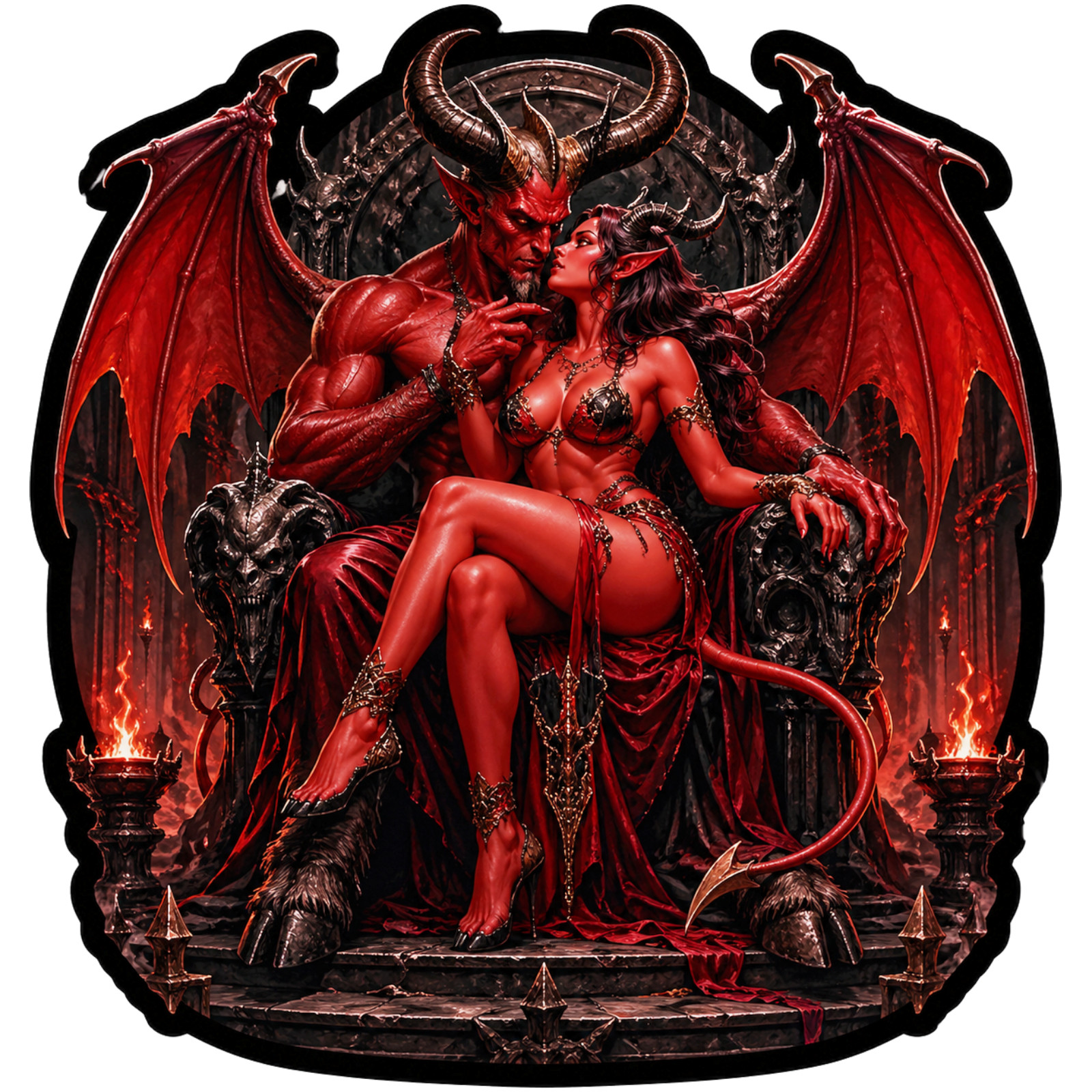 Demon King Darkness & Succubus Throne Gothic Dark Fantasy Sticker Vinyl 3 x 4