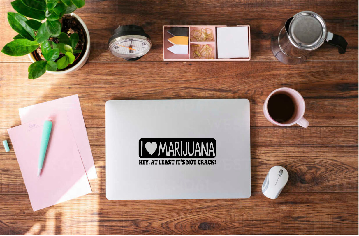 Bold Cannabis Love: 'I Love Marijuana' Decal Sticker – 6214