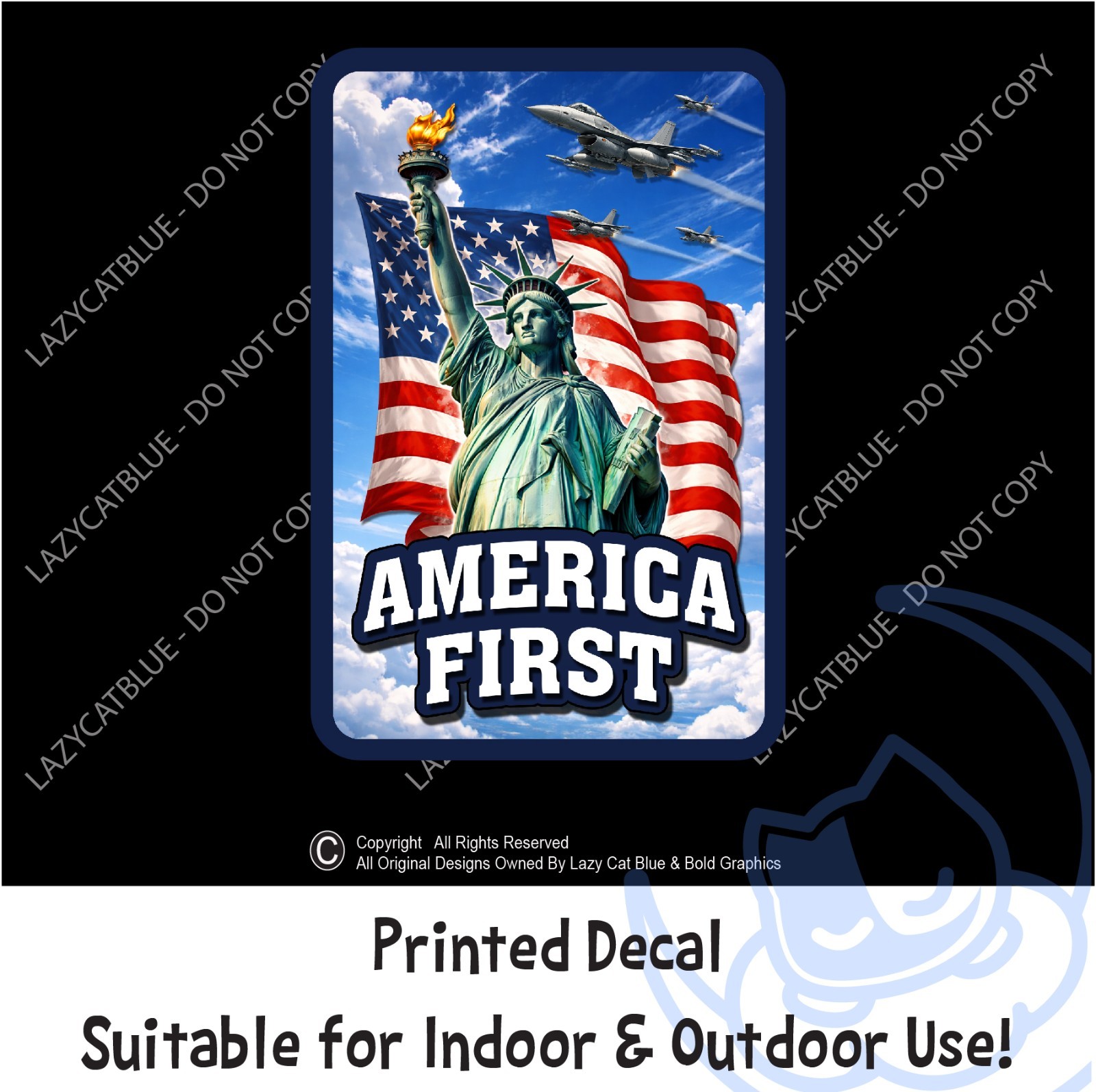 America First Statue of Liberty Decal Sticker US Flag United States Trump MAGA