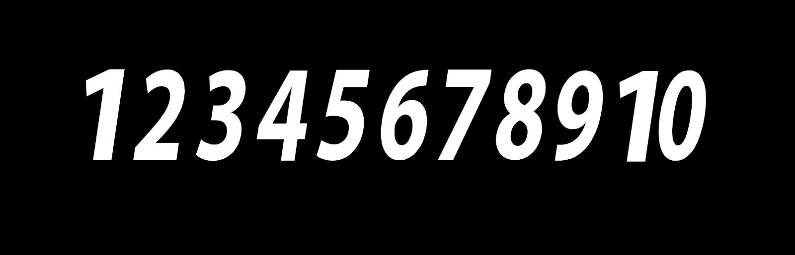 1-10 Numbers Reflective White Sticker Vinyl Decals 1" – 10" Set Of 10 (V651-R)