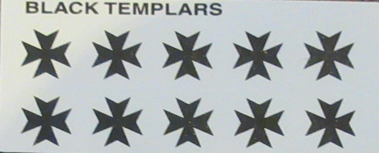Warhammer 40K Space Marines Black Templar transfers Decals