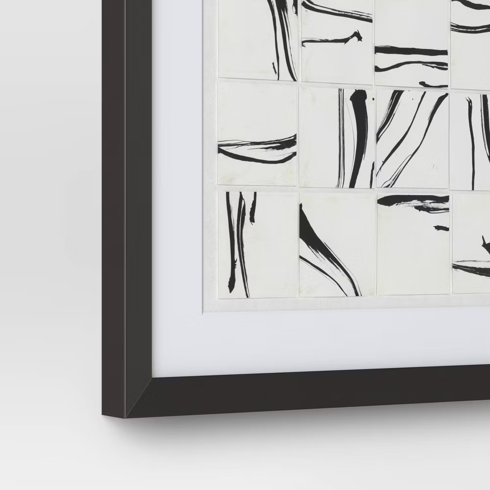 (Set of 2) 16"x20" Patterned Lines Abstract Framed Arts Black – Threshold