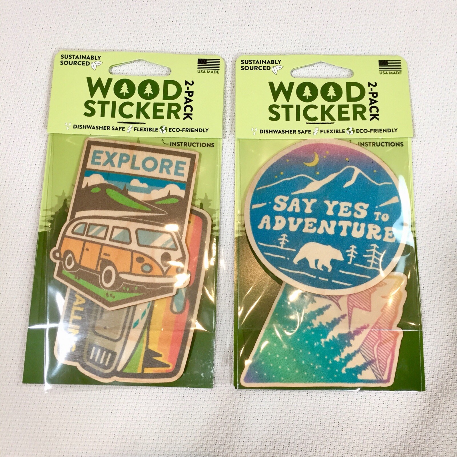 Dust City Wood Stickers Eco-Friendly Set Adventure Good Vibes Nature Hiking New