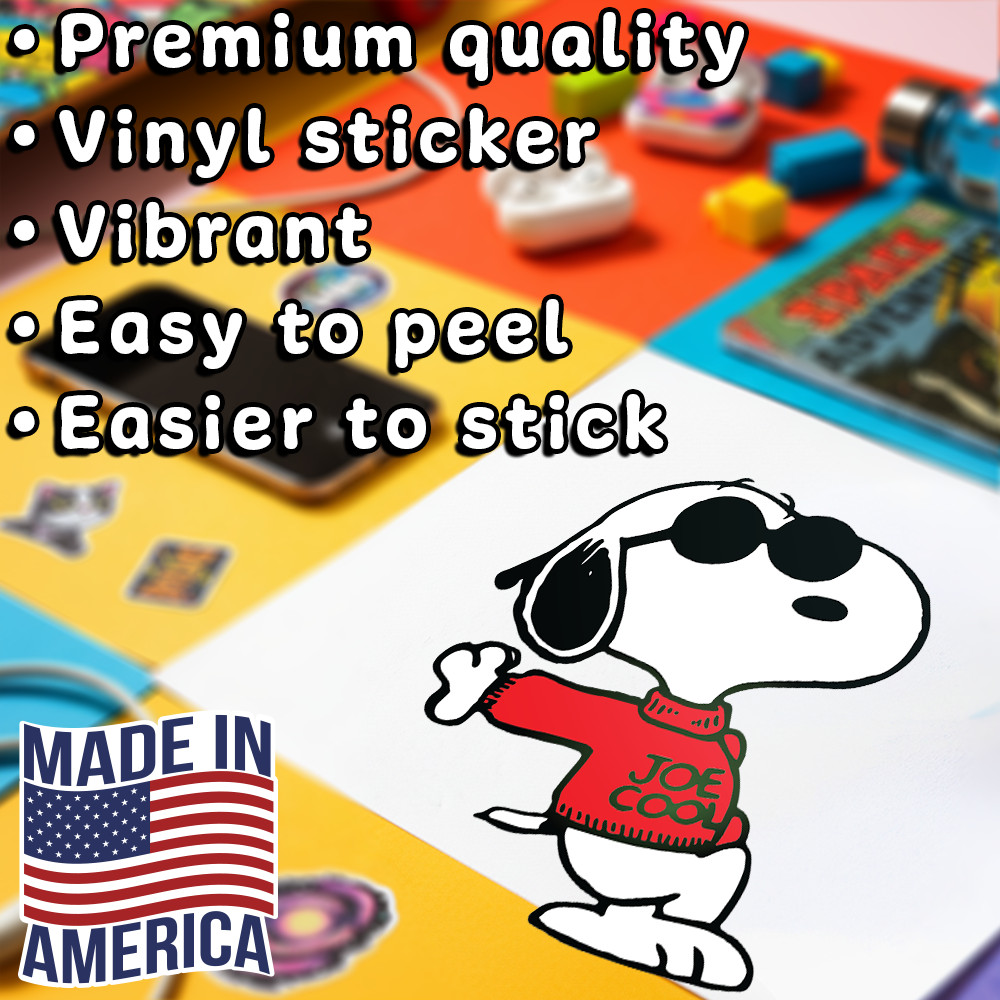 Snoopy Peanuts with Sweater Joe Cool for Car Bumper MacBook and iPad 2.6" x3.5"