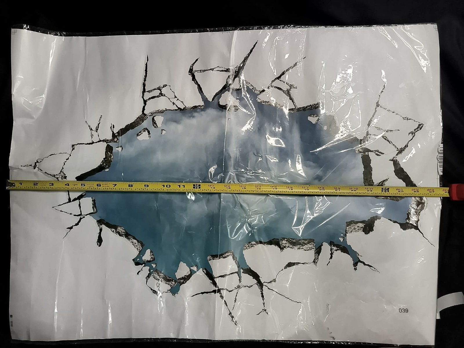 3D Cracked Wall Vinyl Decal Sticker Blue Sky Illusion Large Wall Art