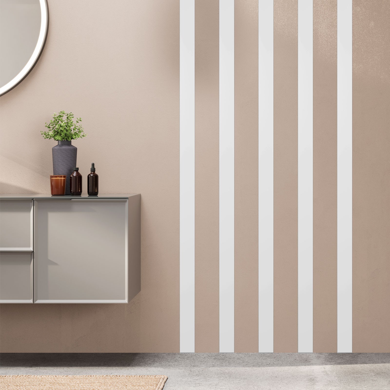 30 Pcs Striped Mirror Stickers, 1.97" x 11.8" Mirror Wall Stickers, Black