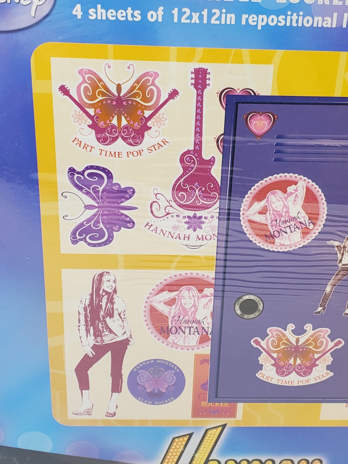 Hannah Montana Locker Decal Stickers Wall Wonders No Tape No Holes Set