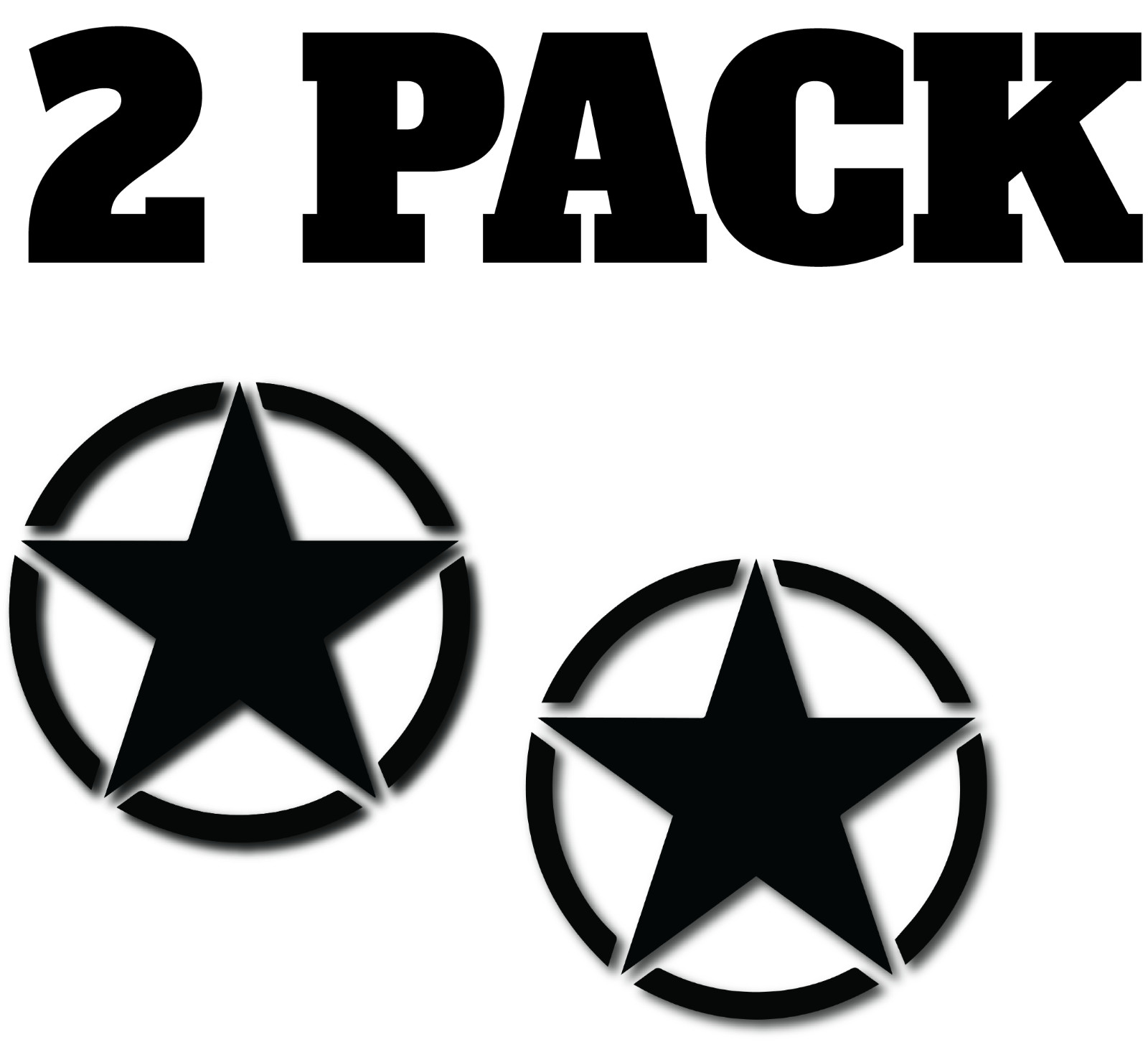 2 PACK Military Army Star Vinyl Decal Sticker 6 Colors 4 Sizes