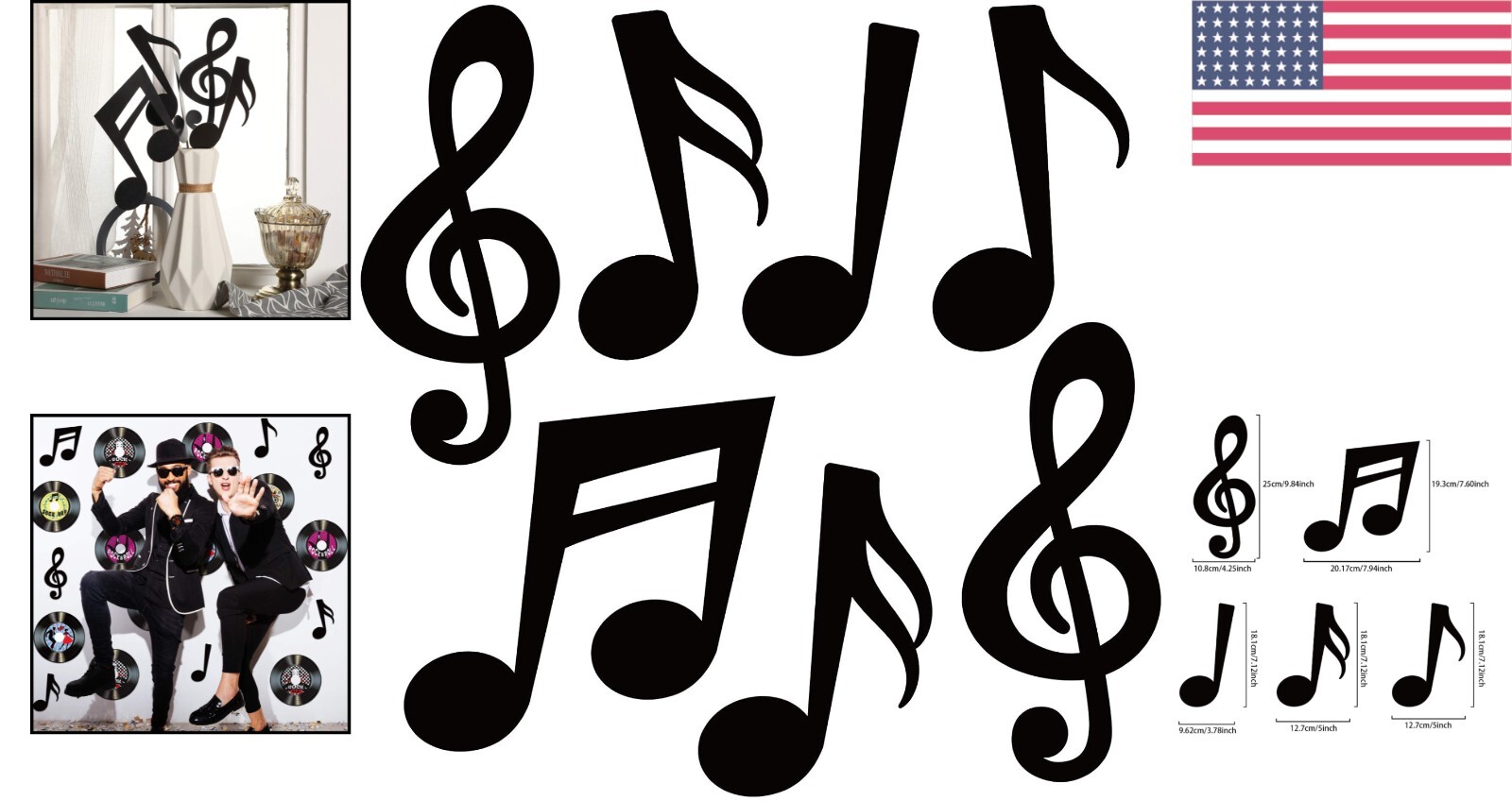 Lightweight 6-8 Inch Music Notes Cutouts – Thematic Decorations for Any Occasion