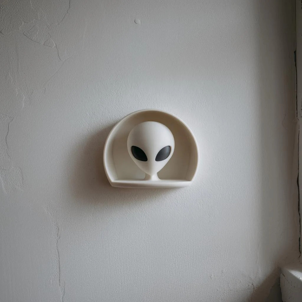 3D Printed Alien Wall Niche Decor | Minimalist UFO Shelf Sculpture for Bedroom,