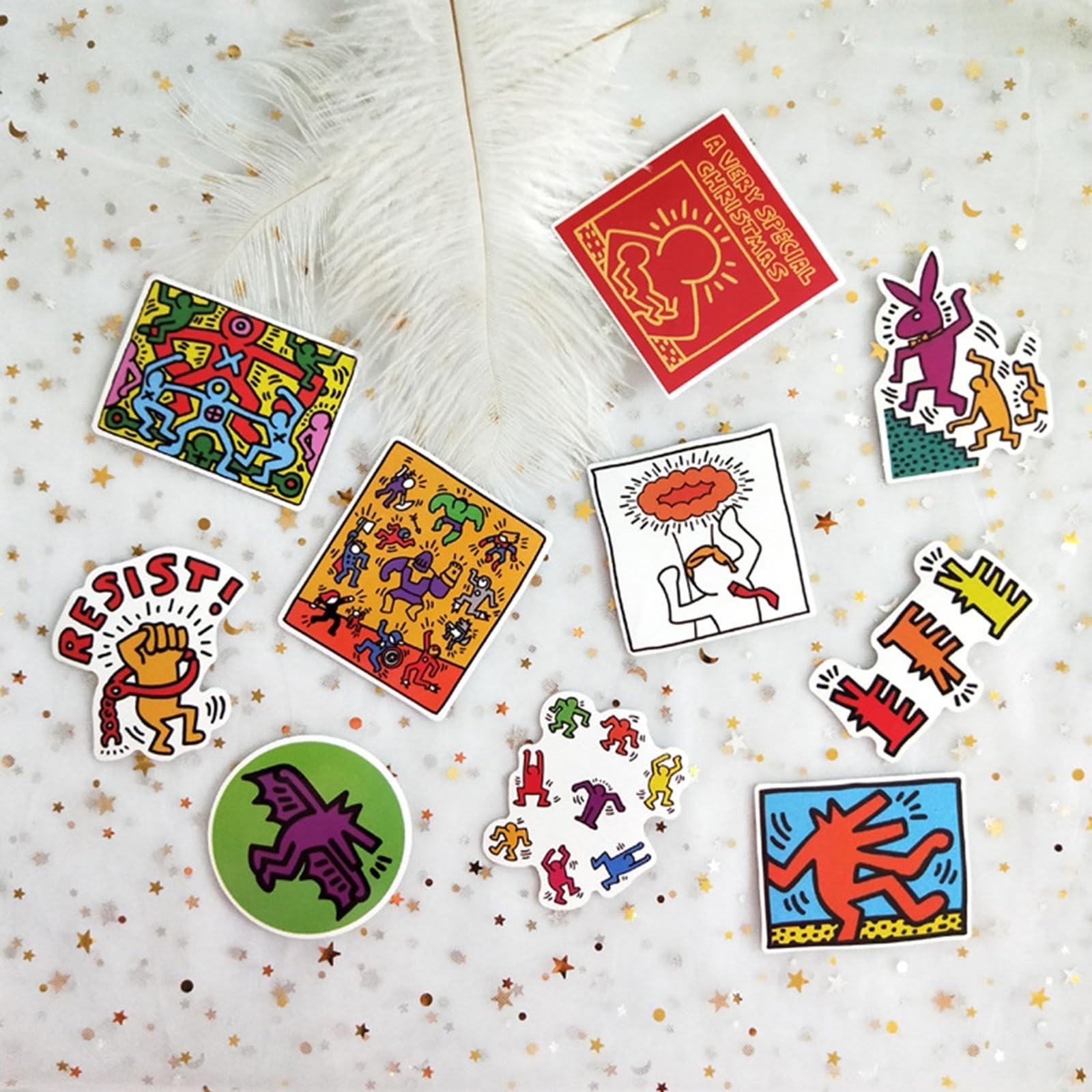 50Pcs Keith Haring Graffiti Waterproof Stickers for Water Bottles Cup Vinyl