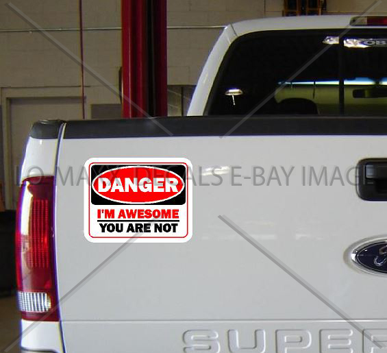 Danger I'm Awesome You Are Not Unique Funny Wacky Novelty Printed Vinyl Sticker