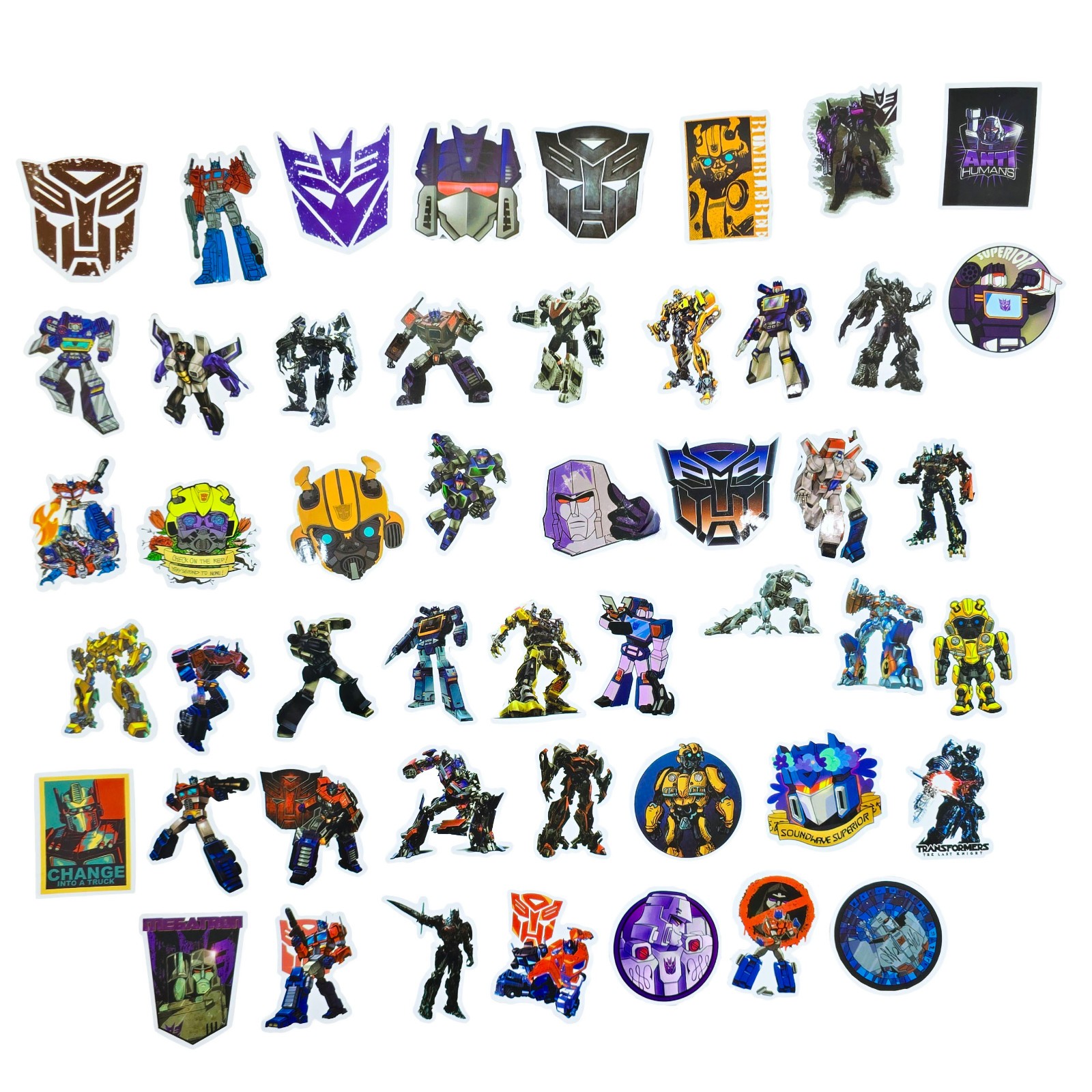 Transformers Sticker Lot 49Pc 2" Autobots Decepticons Vinyl Decals Laptop Art