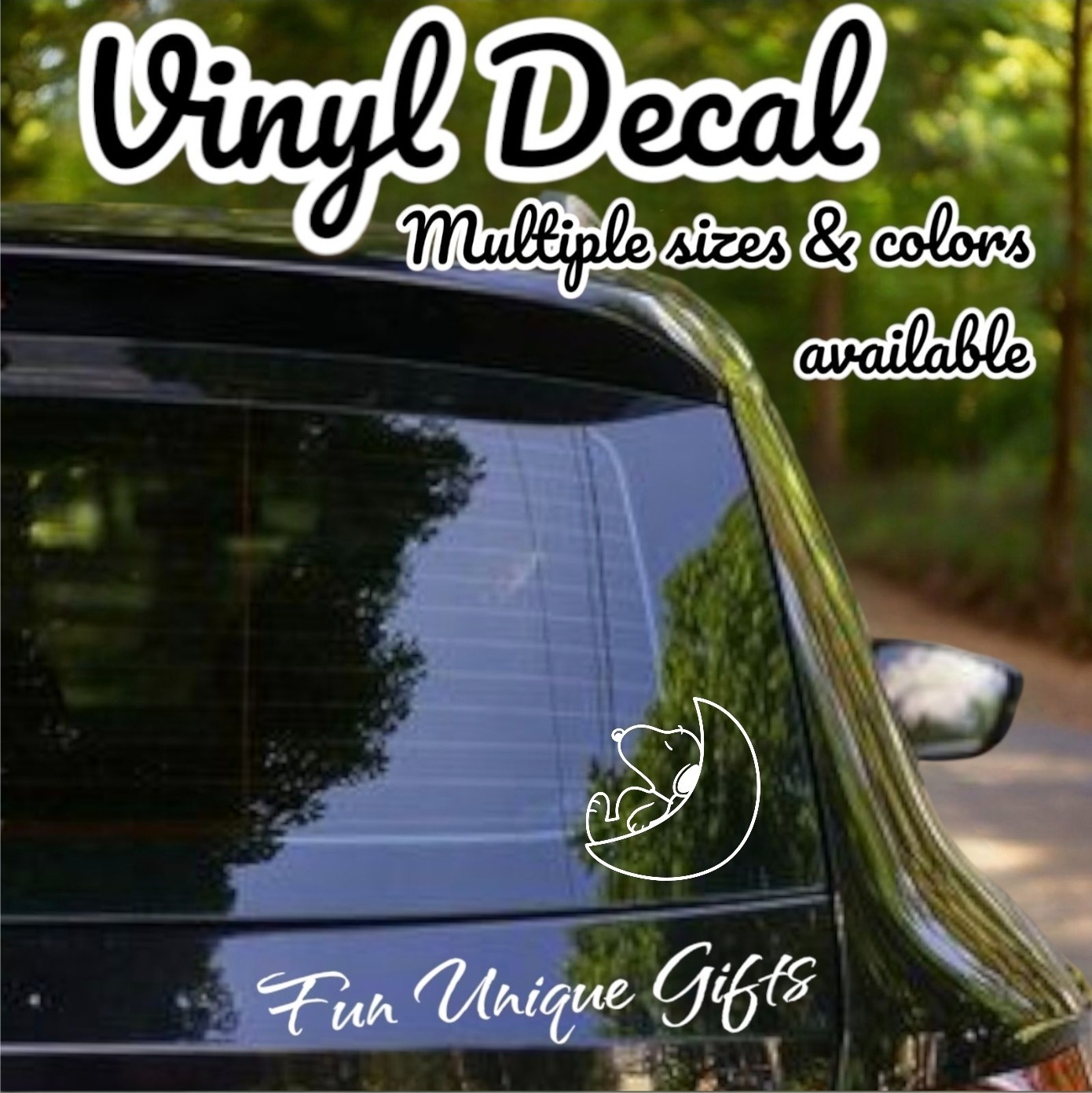 Snoopy Moon Vinyl Decal Sticker -Multiple Colors & Sizes- SHIPS FREE!