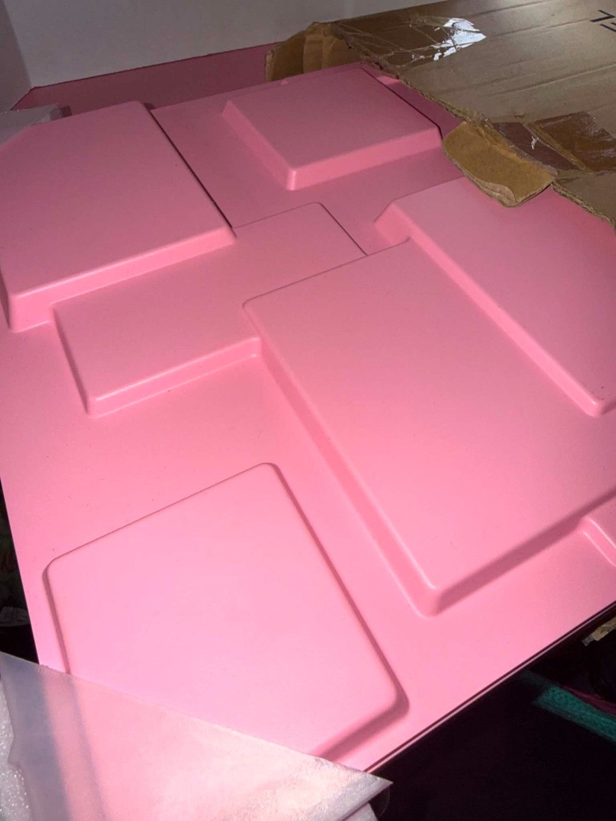 PINK Decorative 3D PVC Wall panels- SQUARES- REUSABLE- REPAINT OPTIONAL