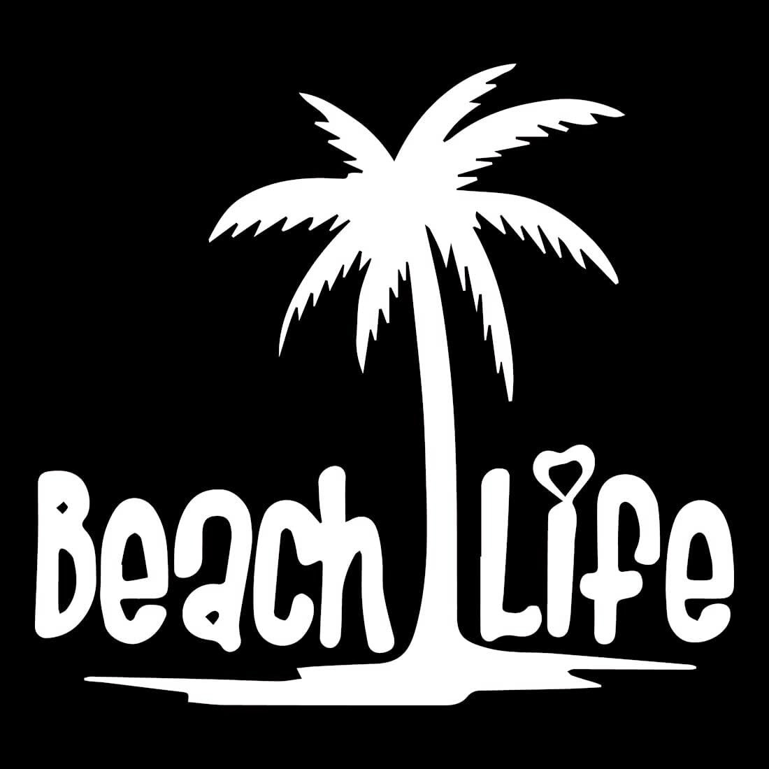Beach Life & Sea Horse Beach TWO White Vinyl Decals Car Truck Windows Laptop