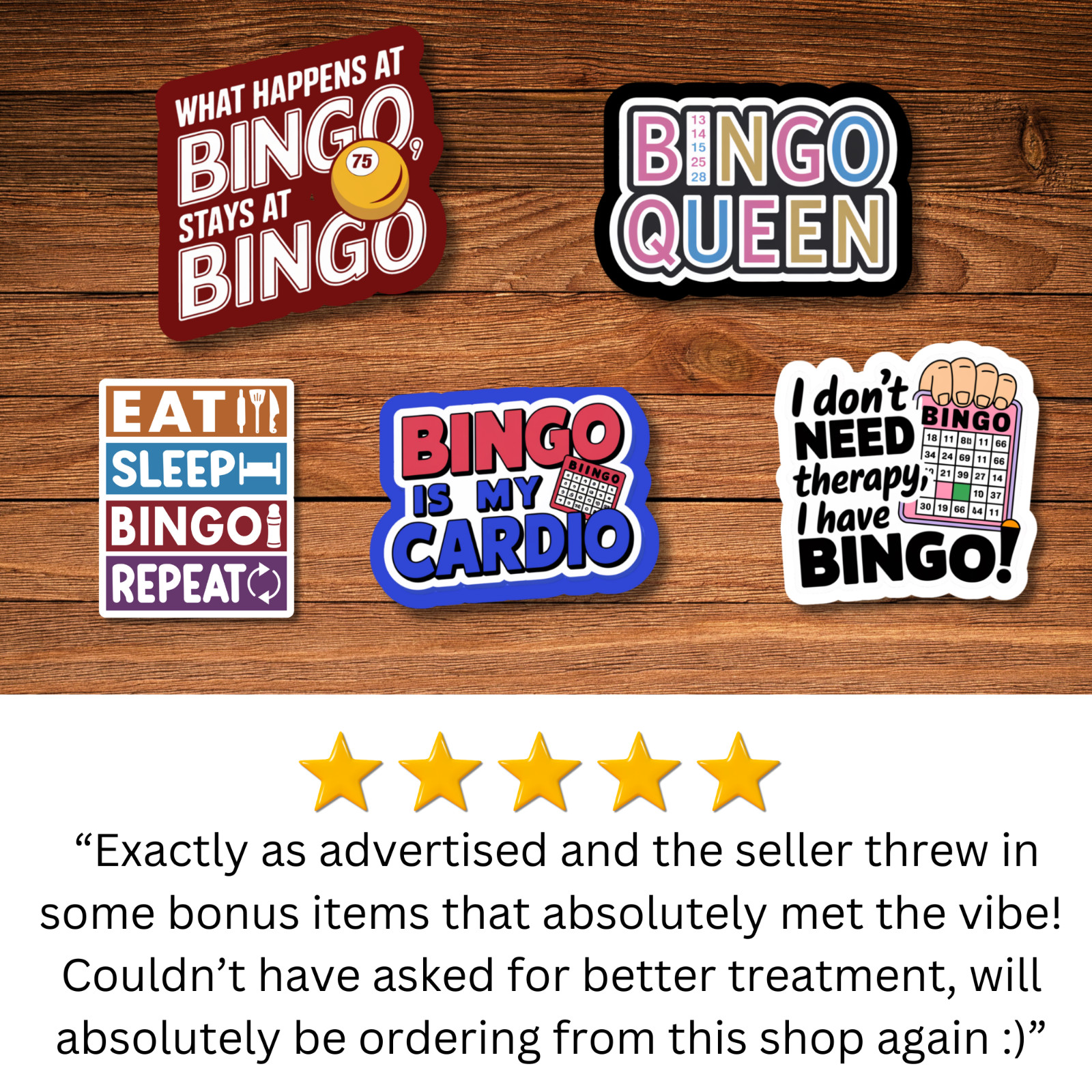 Funny Bingo Lover Stickers for Your Water Bottler, Computer, or Planner