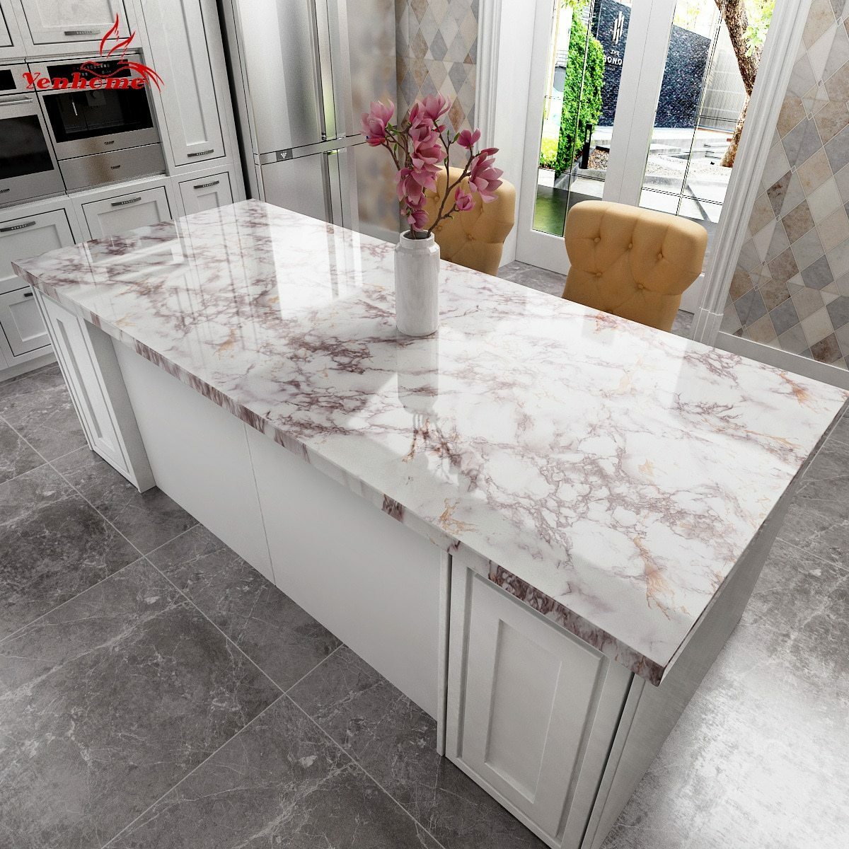 Waterproof Marble Adhesive Wallpaper Vinyl Wall Sticker Bathroom Kitchen Room