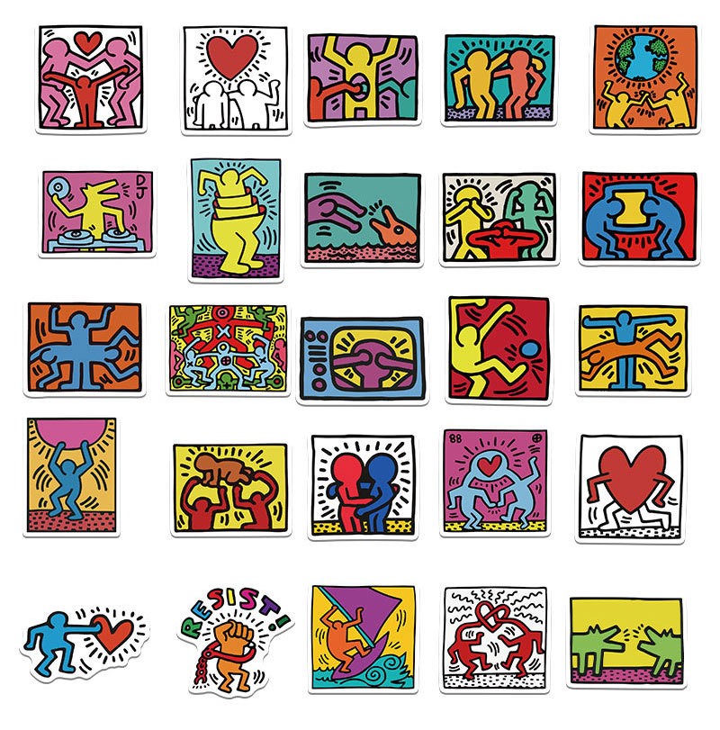 100pcs Waterproof Keith Haring Stickers, Artist STICKERS