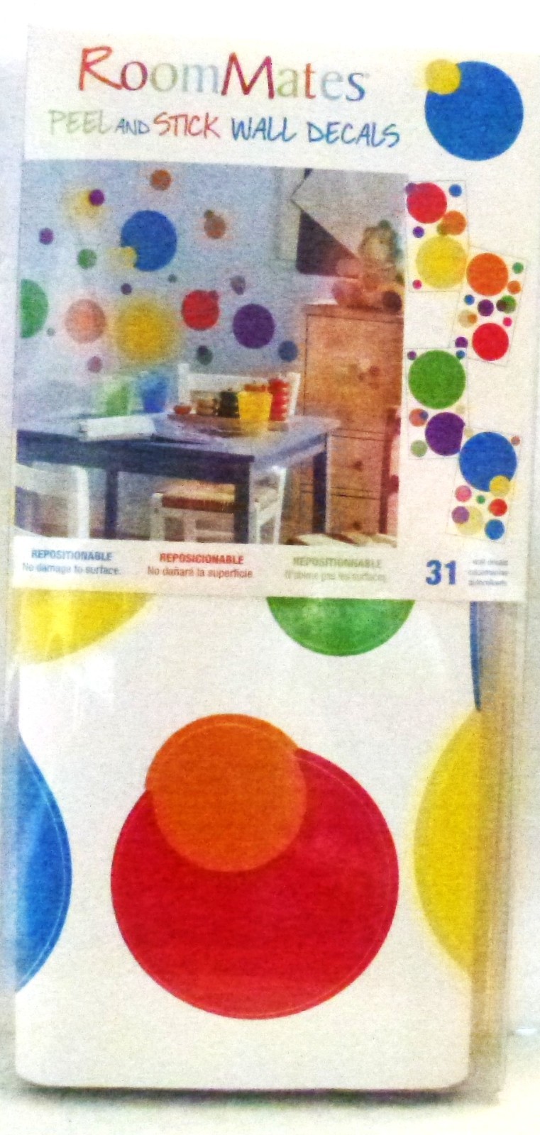 Roommates Multi-Colored Dots Peel & Stick Wall Decals 31 Self-Adhesive Pre-cut