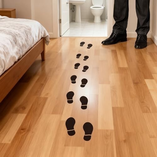 60 Pairs Black Footprint Stickers – 7" Decals for Floor, Wall, Stairs, Party Gui