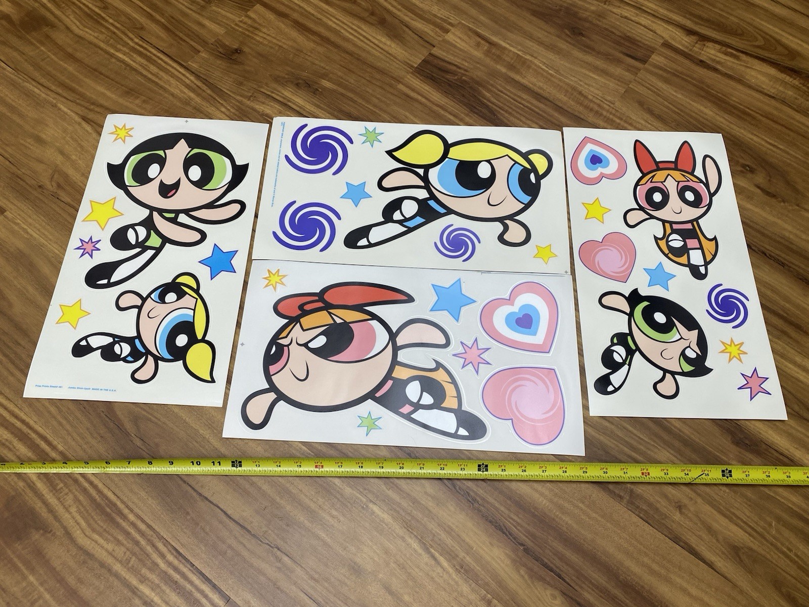 Vintage The Powerpuff Girls Jumbo Huge STICK UPS BY PRISS PRINTS Stickers USA